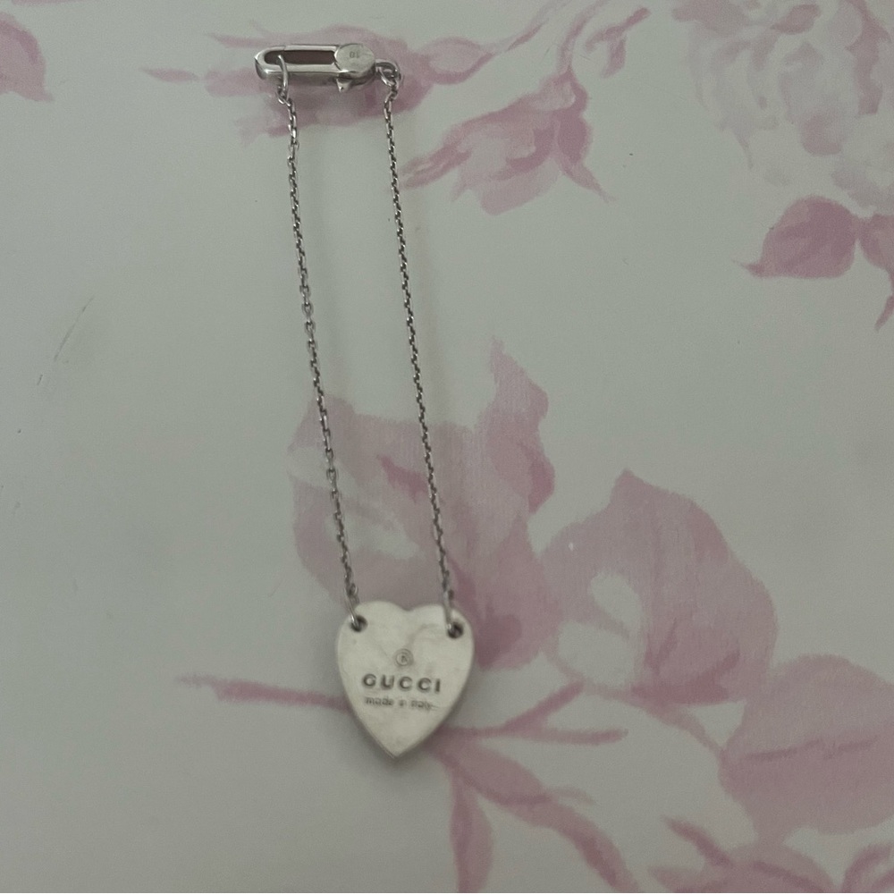 Gucci Sterling Silver Engraved Heart Bracelet!